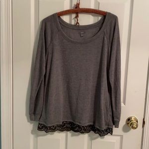 Gray long sleeve with a lace bottom